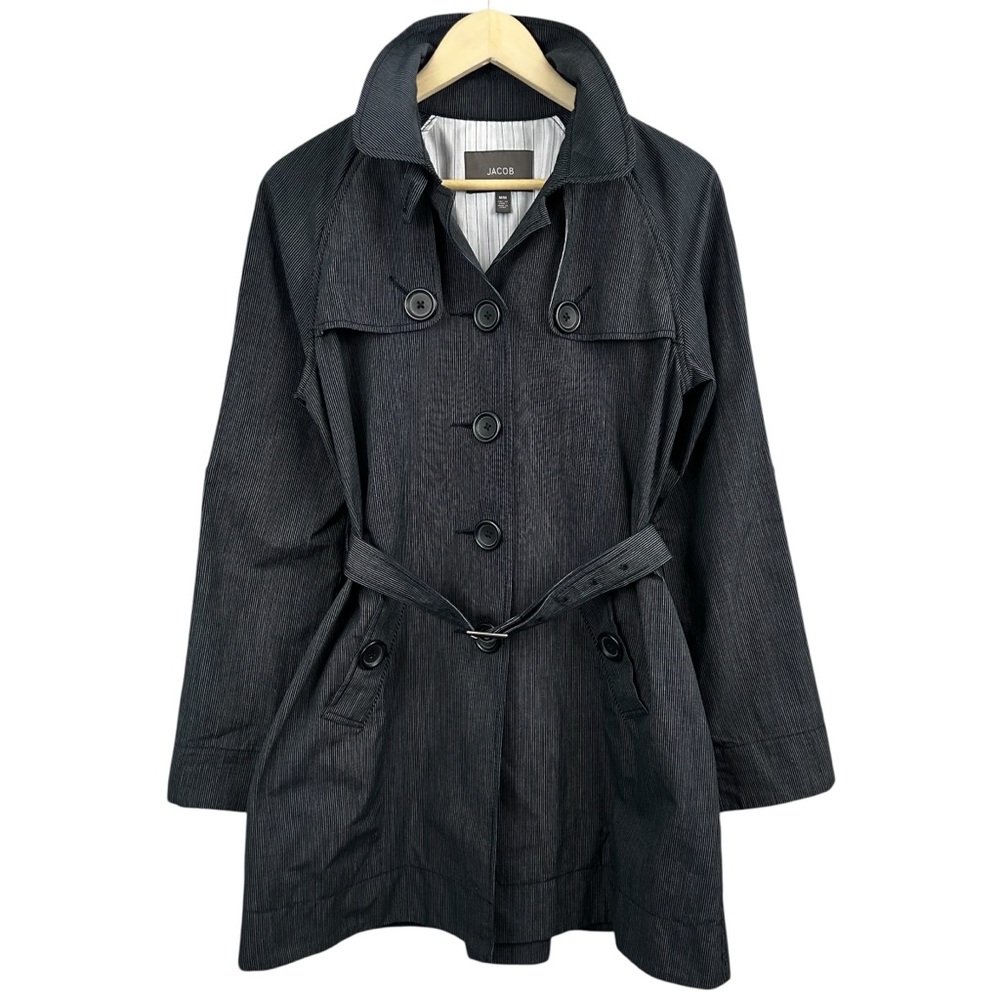 Jacob Pin Stripe Trench Coat Jacket Size Medium